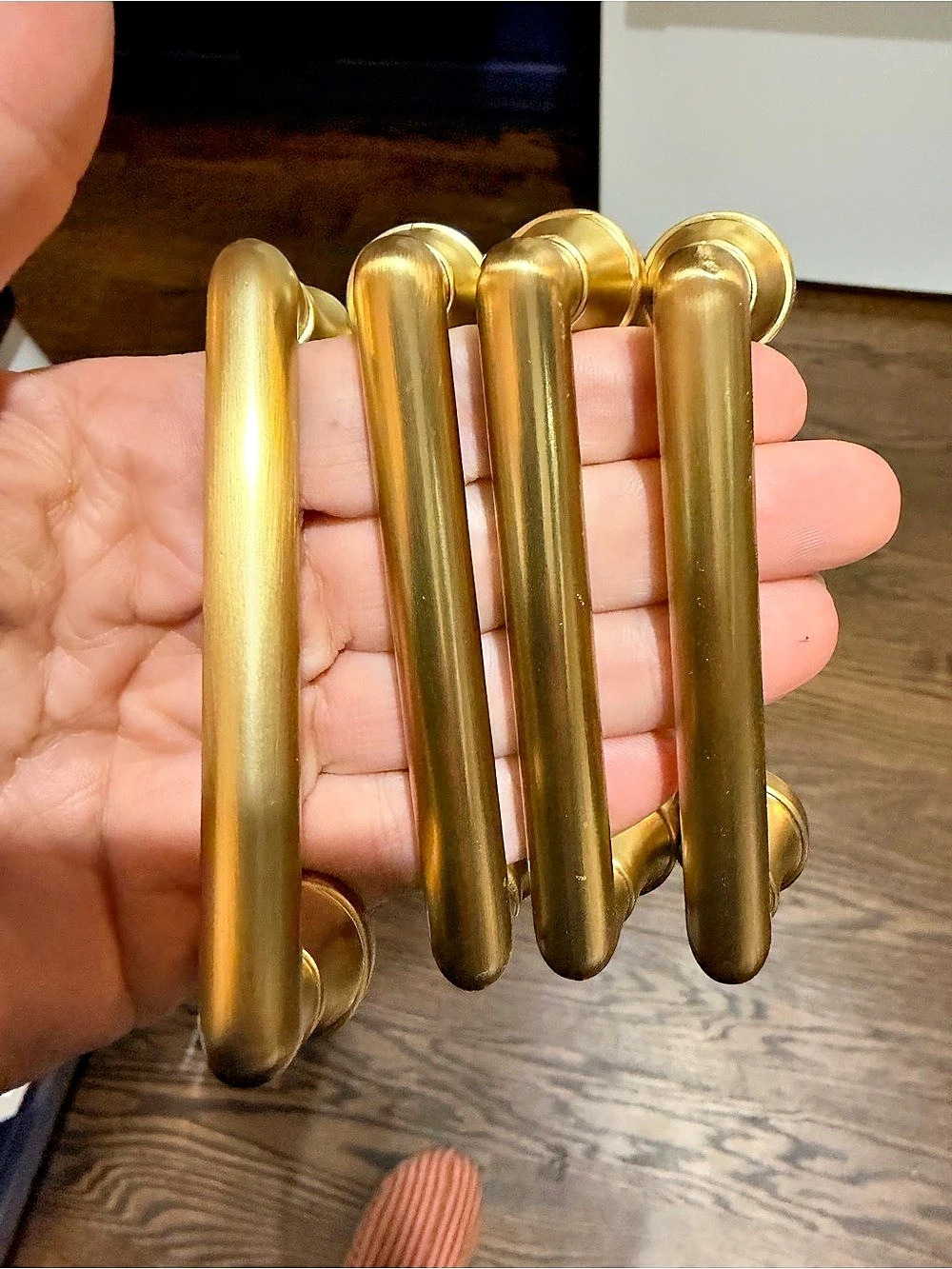 Gold Curved Metal Cabinet Pulls, Set of 4